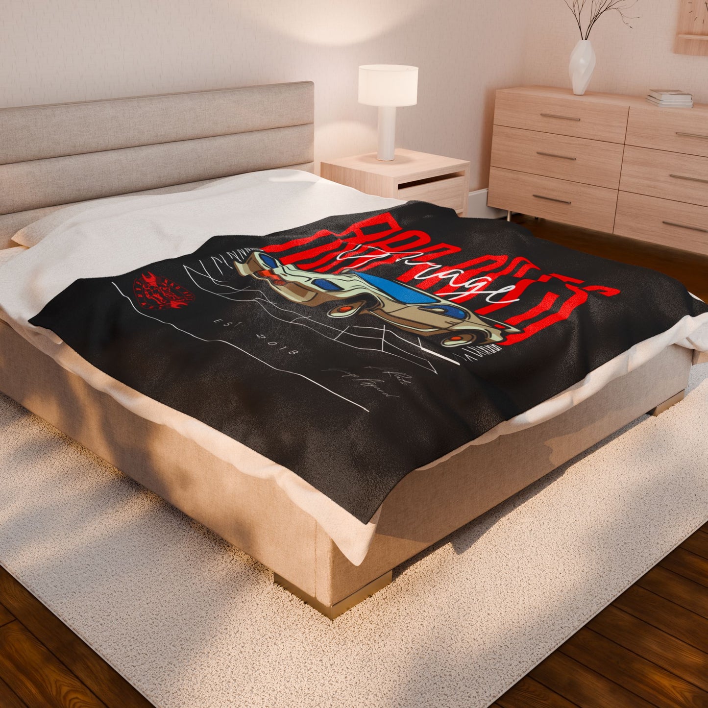 Rad Rats Garage Retro Racer Plush Blanket