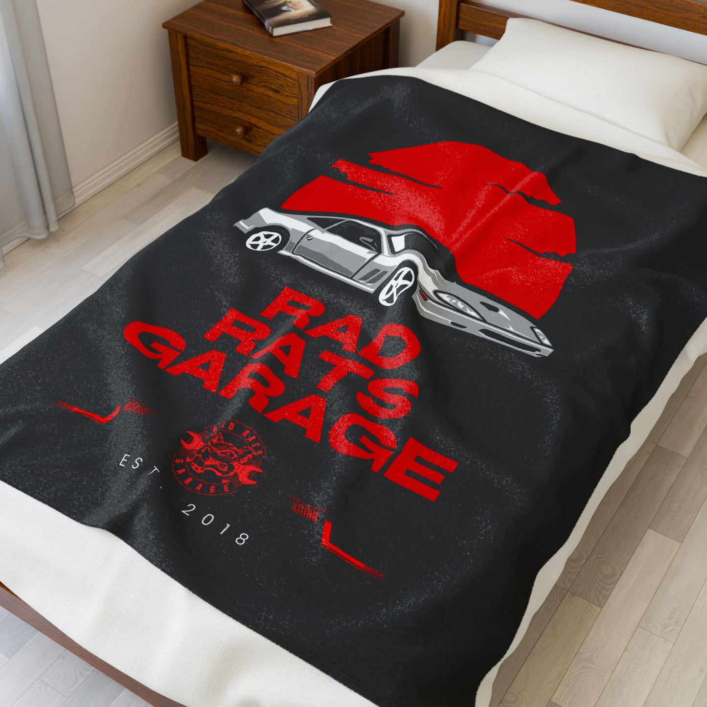 Rad Rats Garage Speed Sunset Plush Blanket