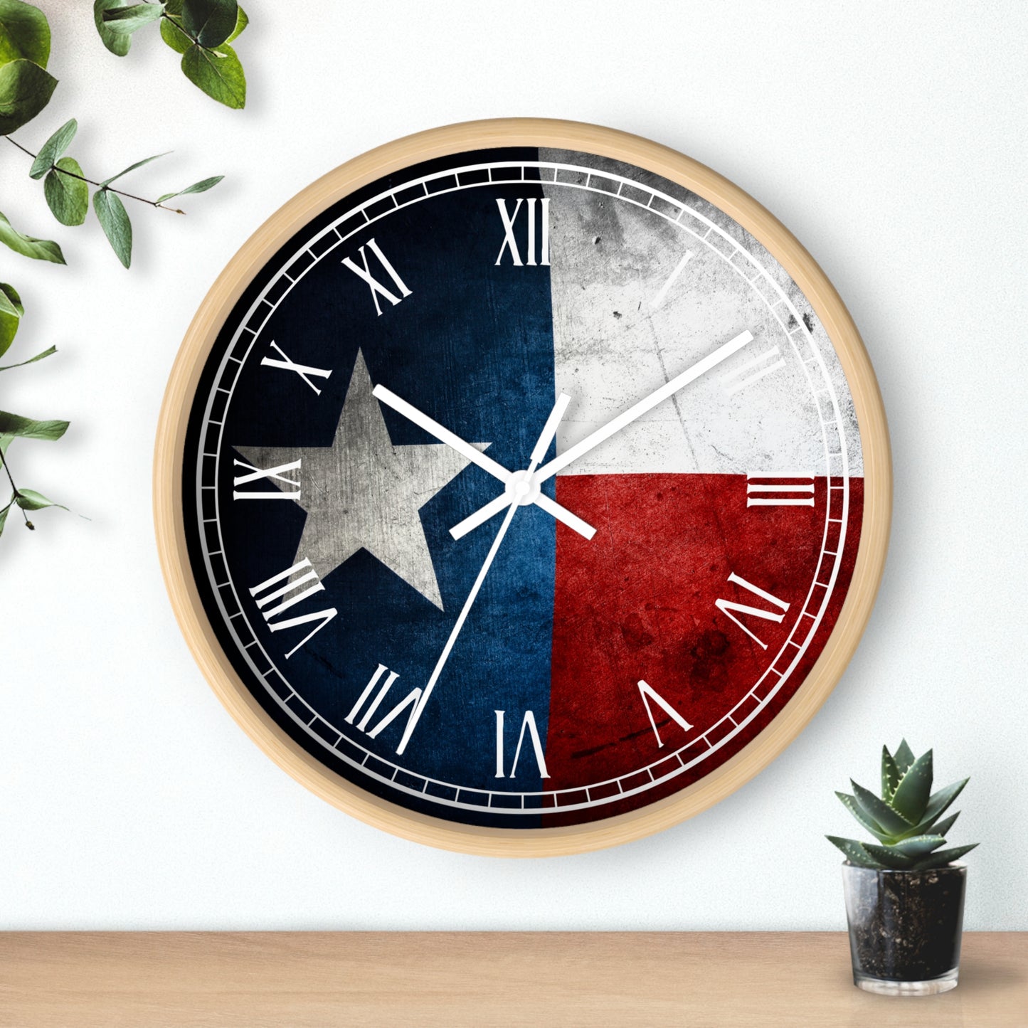 Lone Star State Wall Clock – Texas Flag Design