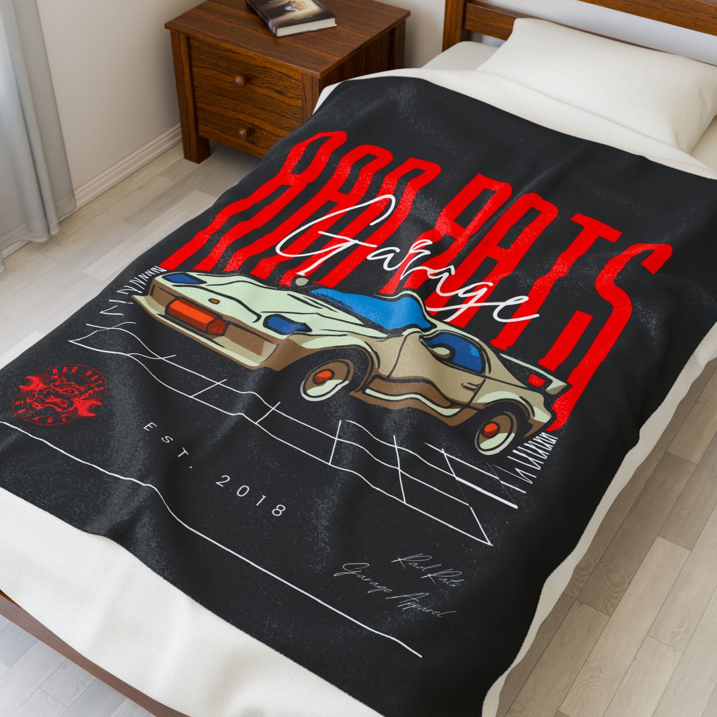 Rad Rats Garage Retro Racer Plush Blanket