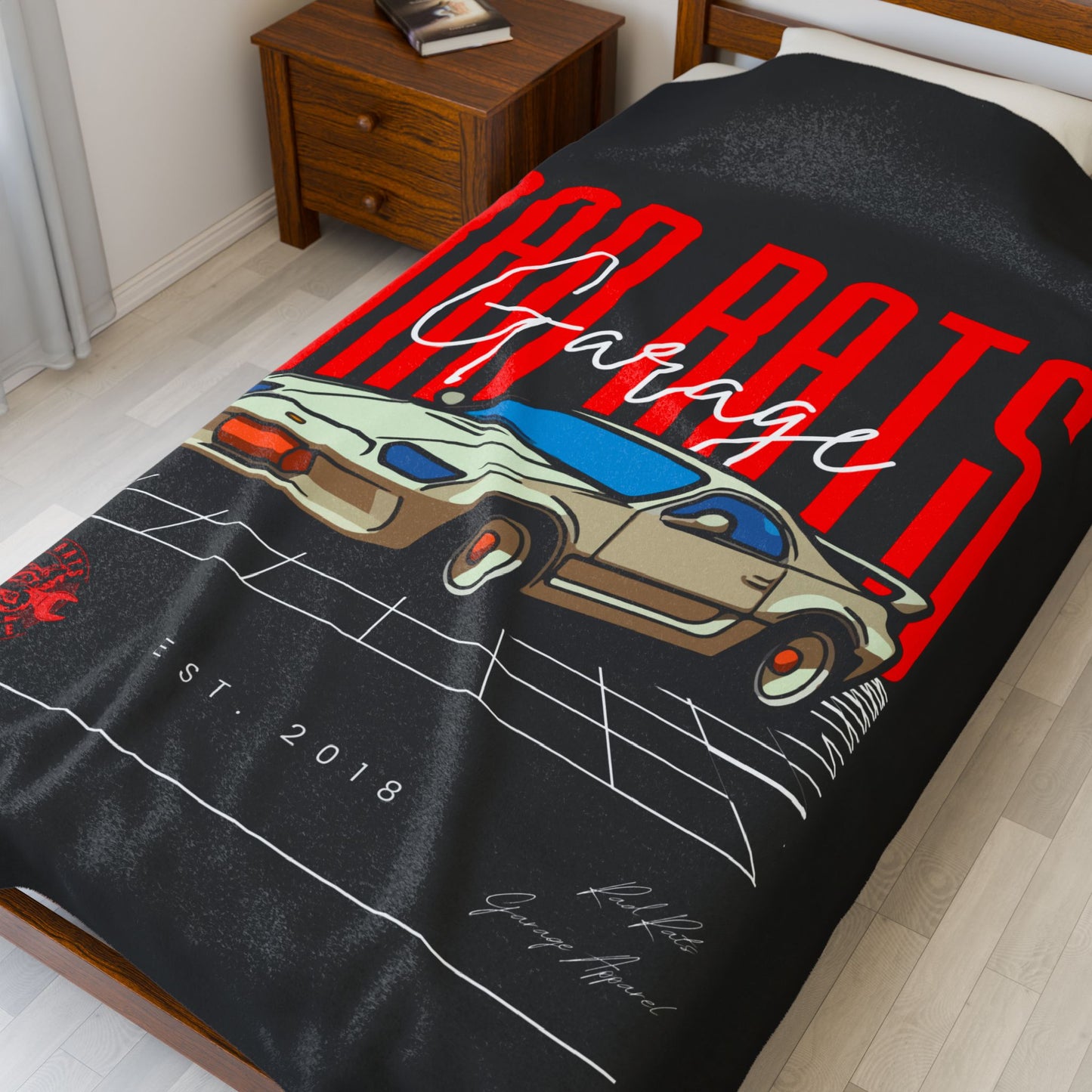 Rad Rats Garage Retro Racer Plush Blanket