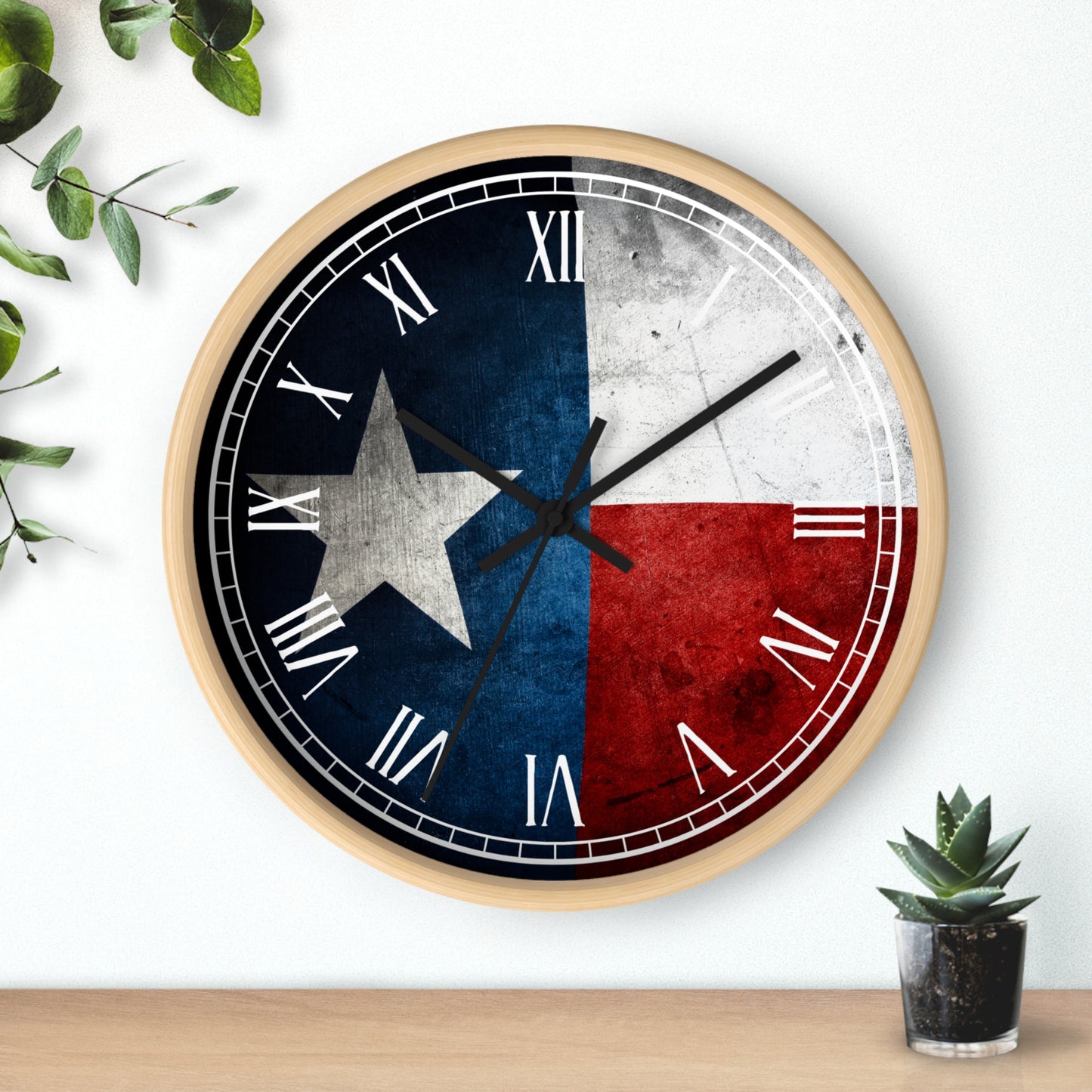 Lone Star State Wall Clock – Texas Flag Design