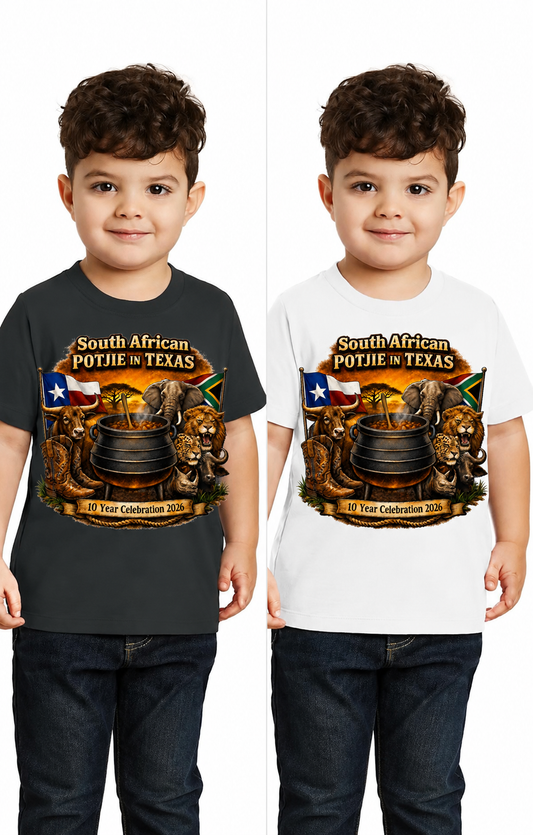 2026 South African Potjie in Texas – 10 Year celebration Kids T-Shirt (unisex)
